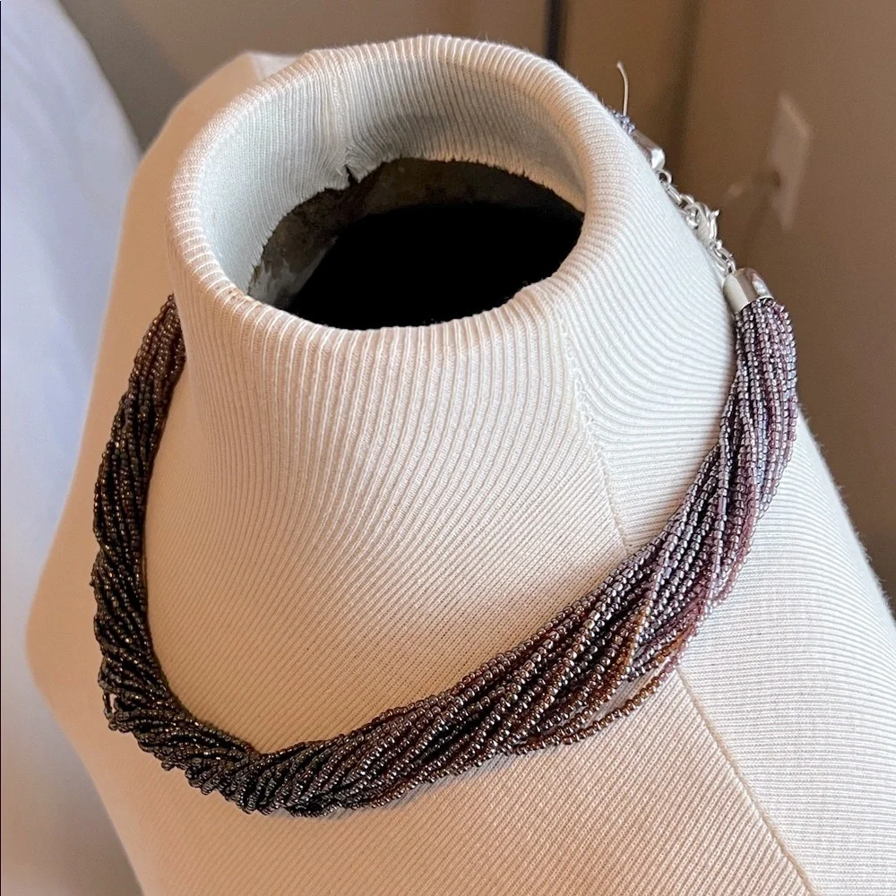 Elegant ombré Purple and Brown Beaded Fare Trade Necklace - Picture 7 of 8